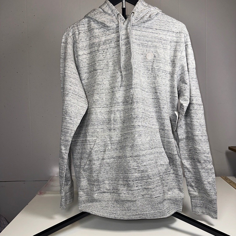 Volcom Foreman PO Fleece Hoodie Mens Small Grey Heathered Pullover A4102309 NEW